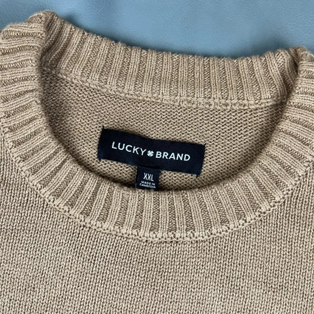 Lucky Brand Crewneck Jaquard Pattern Ribbed Sweater XXL